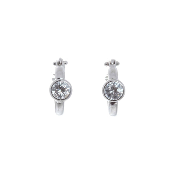 18k White Gold Hoops with Cubic Jade Earrings