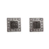 18k White Gold Studs Square Cubic Ruby Earrings