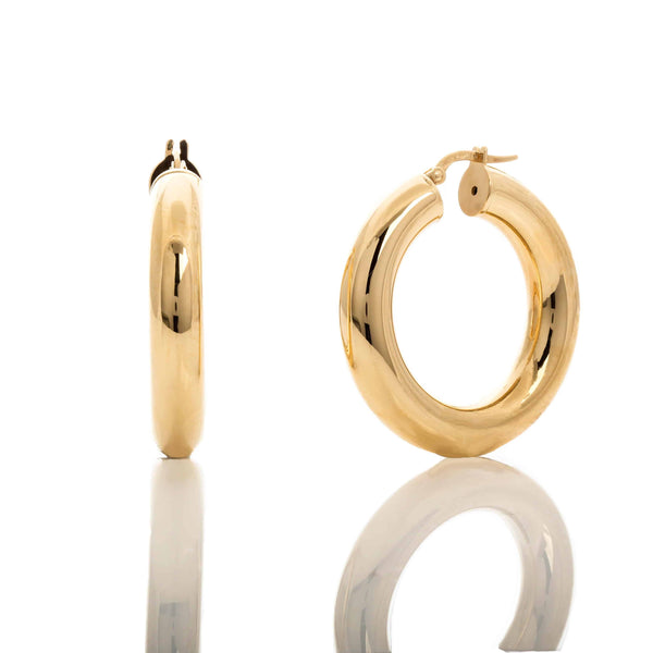 18k Yellow Gold Tube Fancy Hoop Jona Earrings