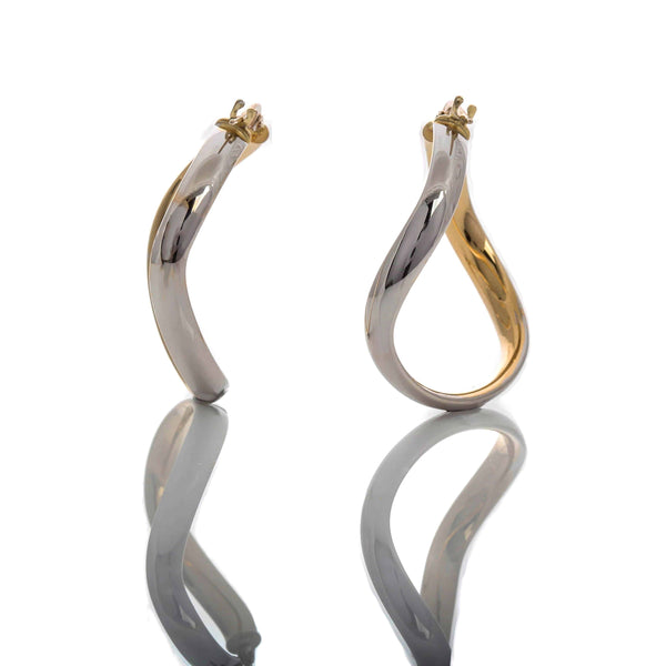18k T-tone Swirl Large Hoops Kaelyn Earrings