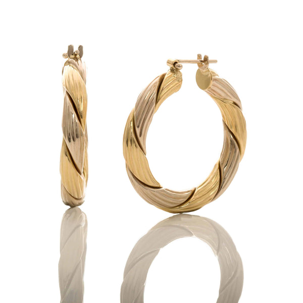 18k T-tone Swirl Large Twisted Mikaela Earrings