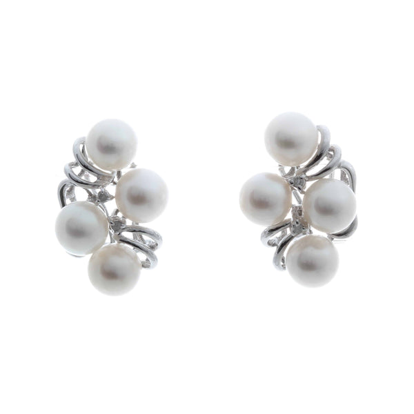 14k White Gold Diamonds & Pearls Yaretzi Earrings