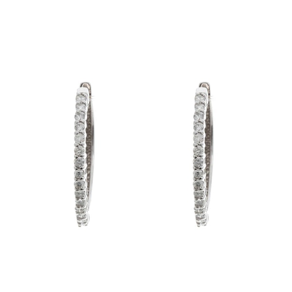 14k White Gold Diamond Hoops Amaya Earrings