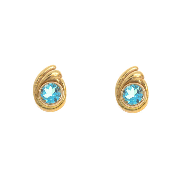 18k Yellow Gold Blue Stone Karina Earrings