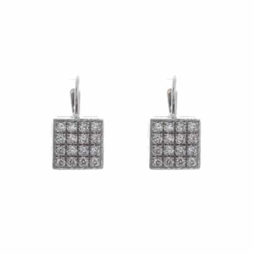 18k White Gold Square with Cubic Zirconia Colette Earrings