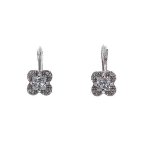 18k White Gold Floral Cubic Lever back Livia Earrings