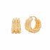 14k Yellow Gold Triple Bamboo Hoop Earrings