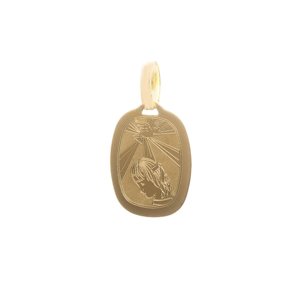 18k Yellow Gold Confirmation Pendant Girl Bowing