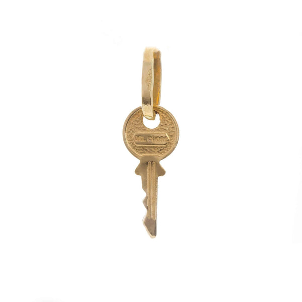 18k Yellow Gold Cut out Key Charm Pendant