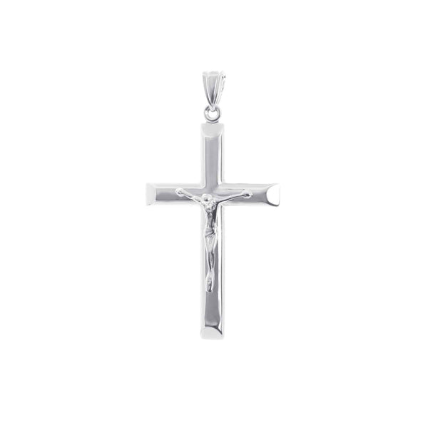 10k White Gold Crucifix Cross Pendant