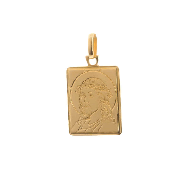18k Yellow Gold Men’s Rectangular Jesus Medallion Pendant