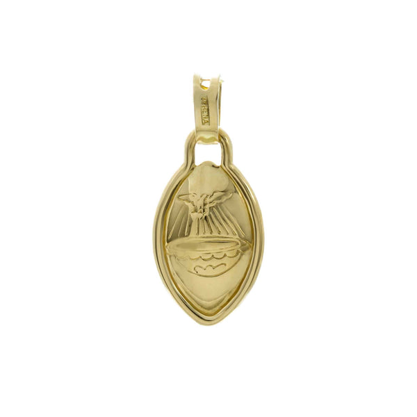 18k Yellow Gold Baptismal Pointed Oval Pendant