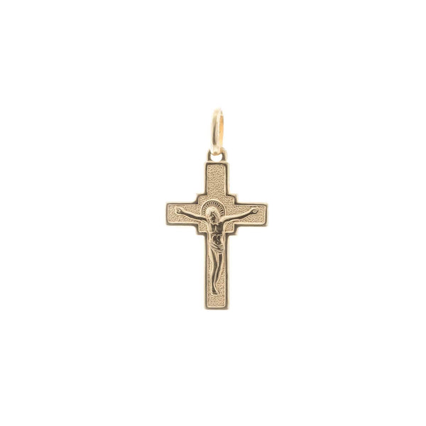 18k Yellow Gold Cross Jesus Pendant
