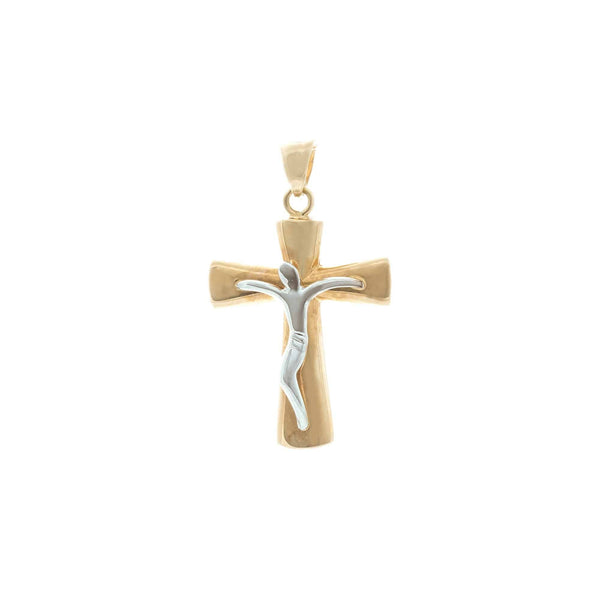18k T-tone Cross Hand Made Solid Italy Pendant