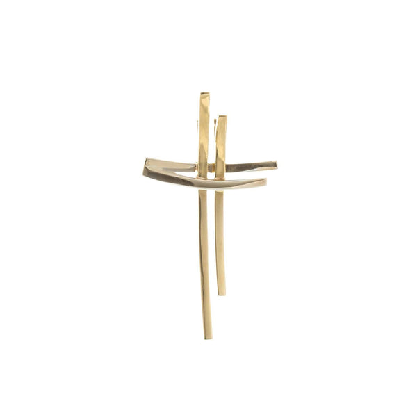 18k T-tone Gold Cross Modern Curve Pendant