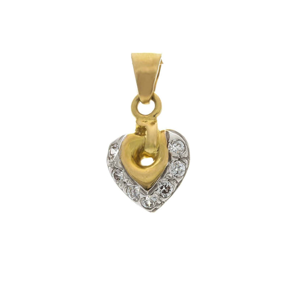 18k T-tone Gold Heart Cubic Italy Pendant