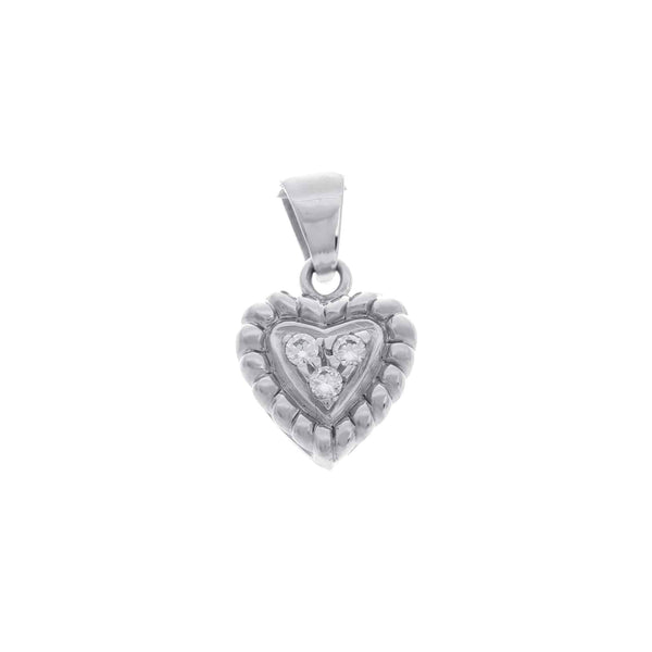 18k White Gold Design Heart Cubic Italy Pendant