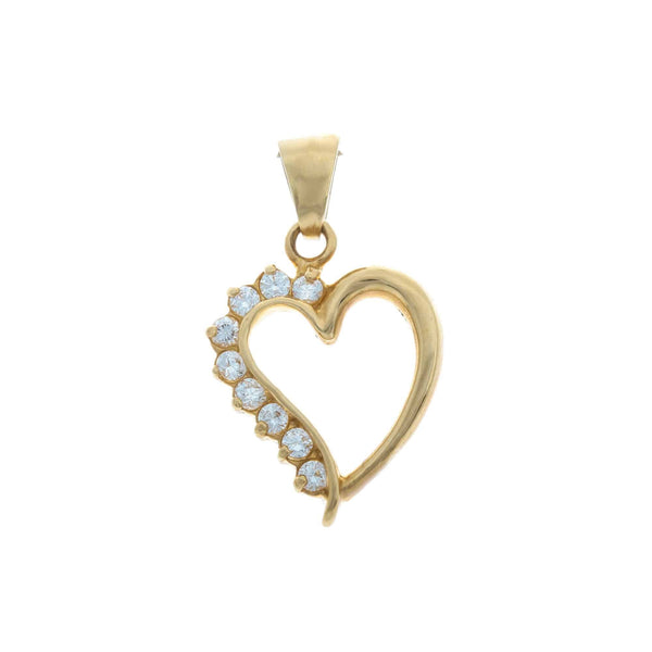 18k Yellow Gold Open Heart Cubic Italy Pendant