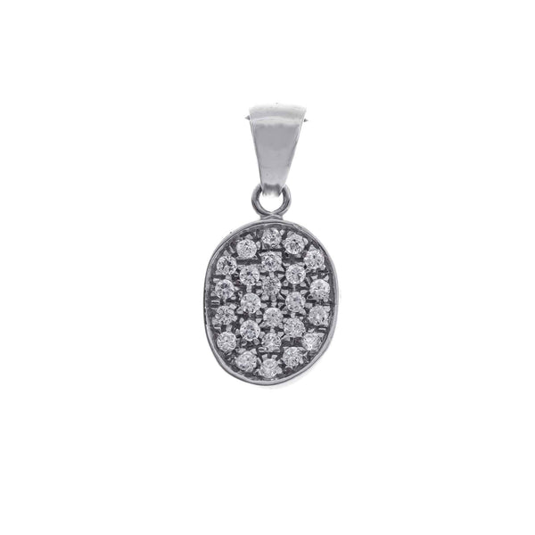 18k White Gold Oval Cubic Drop Italy Pendant