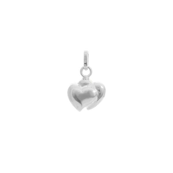 18k White Gold Puffed Heart Italy Pendant