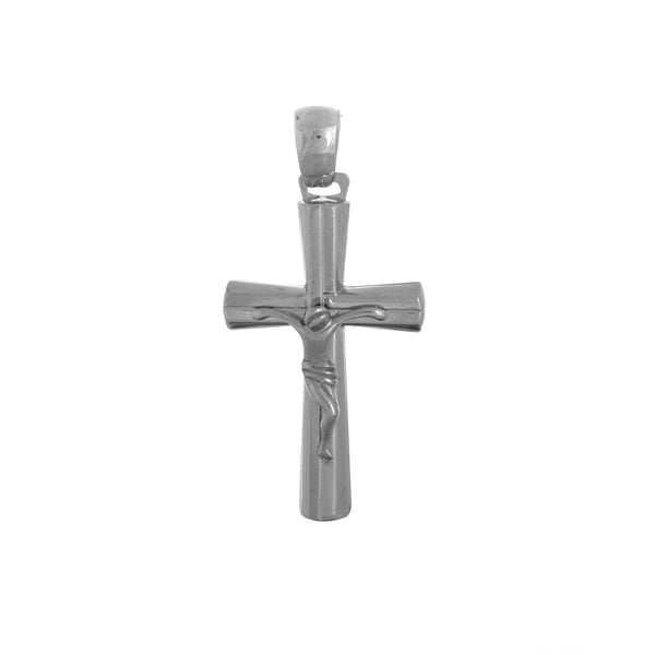 18k White Gold Cross with Jesus Pendant