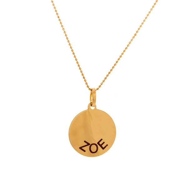 14k Yellow Gold name Disc Necklace