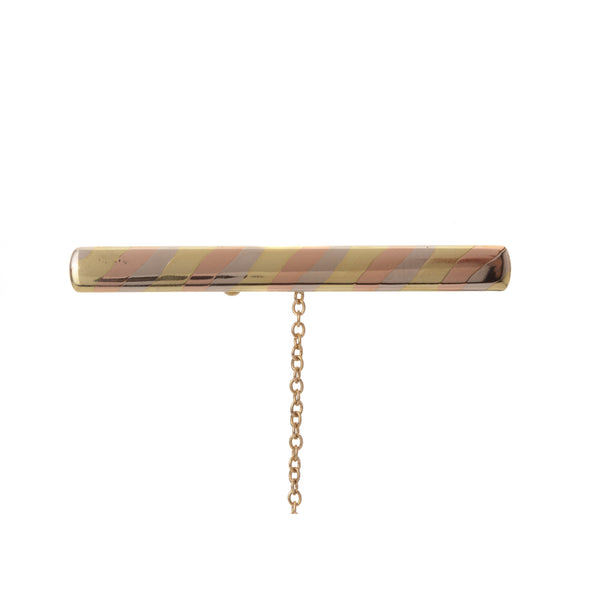 18k Rose Yellow Gold Tie Bar Safety Chain