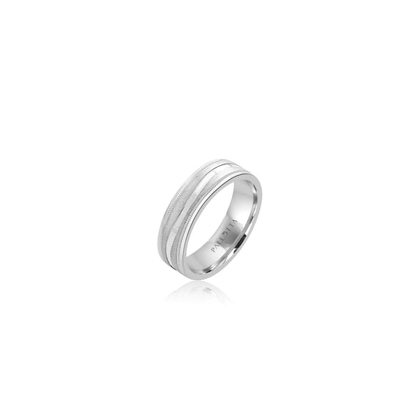 10k White Gold Wave Wedding Ring (6mm)