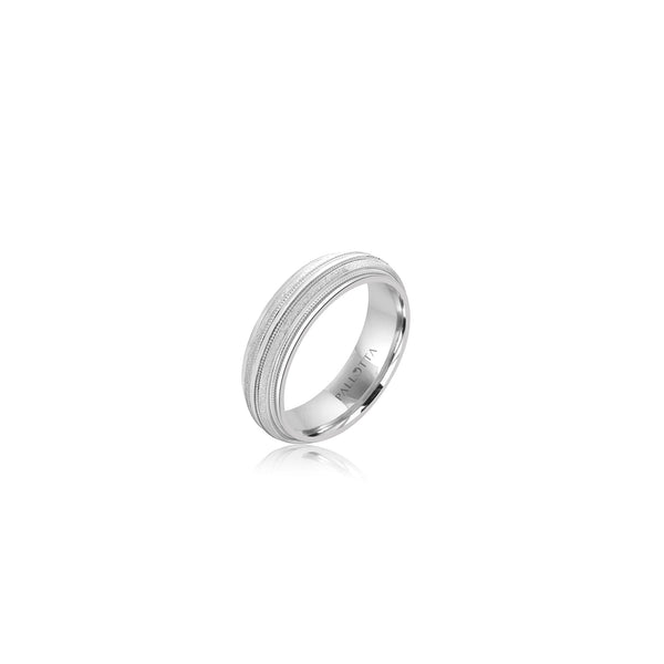 10k White Gold Grooved Wedding Ring (6mm)