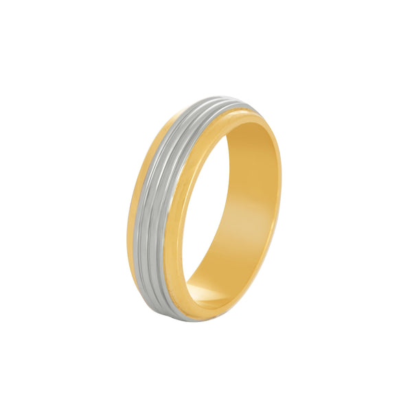 18k T-tone Grooved Wedding Band (6mm)