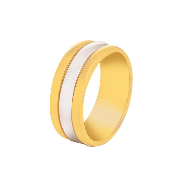 18k T-tone Grooved Wedding Band (8.5mm)