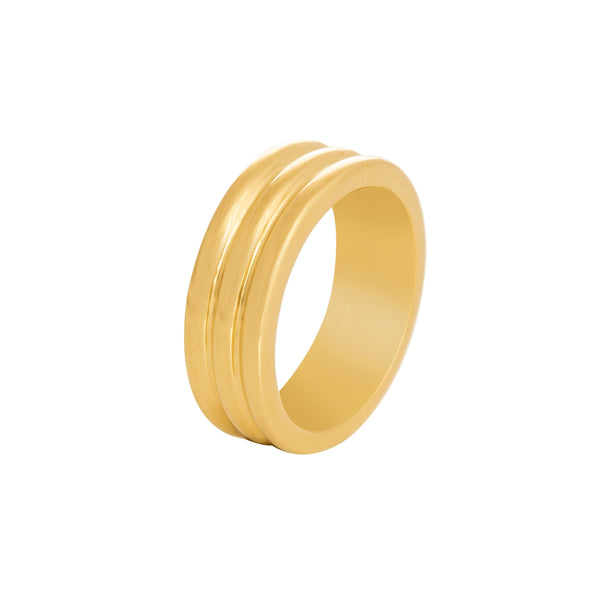 18k Yellow Gold Grooved Wedding Band (6.5mm)